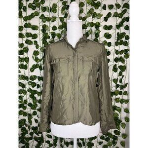 Silence + Noise Gray Long Sleeve Front Pockets Button-Down Shirt Top Size XS